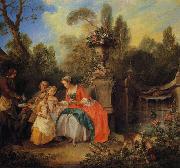 Nicolas Lancret, A Lady and Gentleman Taking Coffee with Children in a Garden
